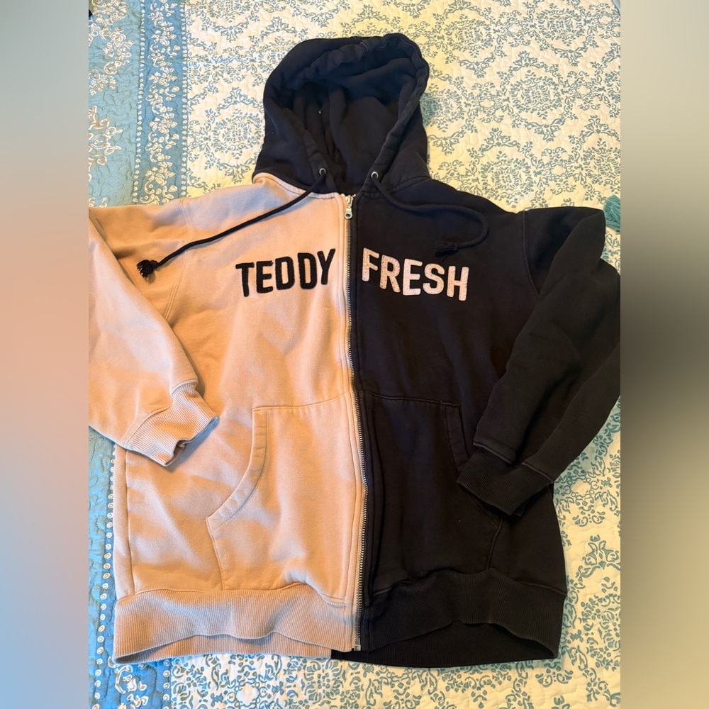 Teddy Fresh Black and Tan Split Hoodie